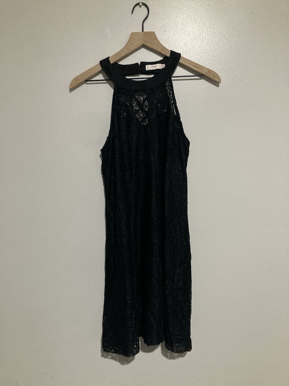 Candie's High Neck Lace Swing Dress Size Medium Whimsigoth Black